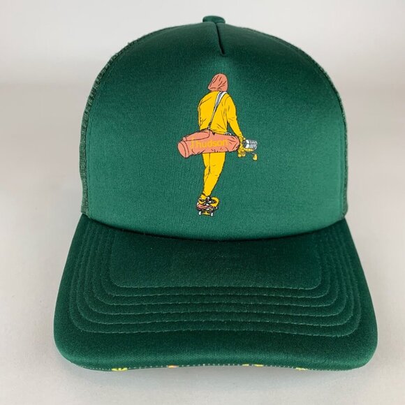 D Hudson Mens Green Semi Pro Foam Snapback Trucker Hat New - Picture 2 of 4